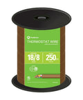 Thermostat Wire 18/8 CL2 Solid Bare Copper, Brown PVC Jacket, 250-Foot Roll for HVAC Controls and Thermostats Spool
