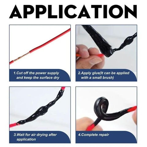 Application steps of Liquid Electrical Tape For Wires And Cables 2 Pack 50ml Each Black Waterproof Dielectric Sealant.