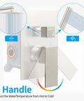 Diagram of water temperature control for 10 Inch Overhead Rain Shower System With Handheld Brushed Nickel Shower Faucet Set