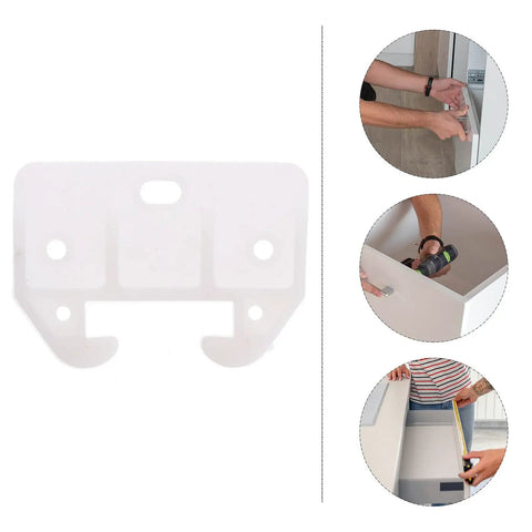 White Plastic Drawer Track Guides and Slides Replacement Kit 10 Pcs Easy Install shown with installation steps