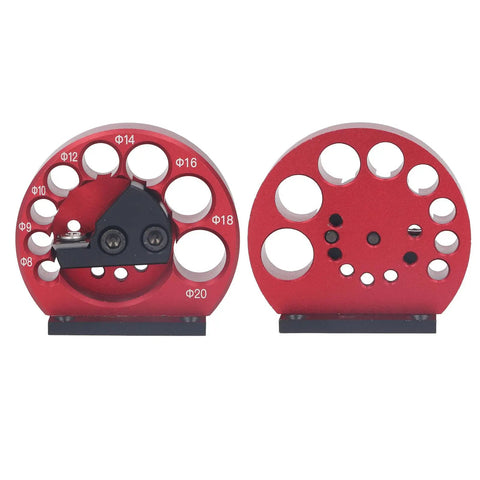 Eight Hole Adjustable Dowel Jig Kit For Woodworking, Pro Grade Dowel Cutter With Wrench, Aluminum Alloy Dowel Maker For Wood Rods And Milling Pins, Round Rod Jig For Precise Joinery And Easy Milling; red aluminum alloy jig with 8 hole sizes
