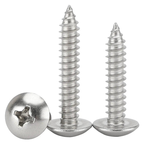 M5 304 Stainless Steel Phillips Pan Head Self Tapping Wood Screws 14mm Pack Of 10 close-up