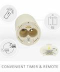 Outdoor Flameless Candle With Remote, battery compartment and timer features for Patio Decor 3.25 Inch By 7 Inch Lantern.