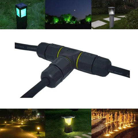 3 Way Waterproof Electrical Junction Box IP68 Outdoor Shielded Connector for 2 Pin 3 Pin 4 Pin Cables in Garden Use