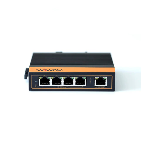 Unmanaged Five Port Industrial Ethernet Switch With 10/100 Mbps Auto MDI MDI X Crossover DIN Rail Or Wall Mount IP40 Enclosure UL