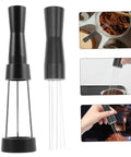 Game Changer 3 Piece Espresso Coffee Powder Stirrer Set Heavy Duty Stainless Steel Wands And Precision Needles in black finish.