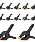 Heavy Duty Backdrop Clamps 4 Inch 12 Pack Muslin Clips For Photo Studio DIY Projects Woodworking And Artwork Pro Grade Nylon Construction With Wide 2 Inch Opening For Securing Paper Fabric Backdrops displayed in rows