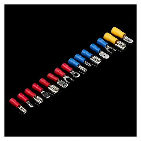 Solid 500pc Assortment Of Insulated Spade Terminals And Fork Lugs For Electrical Wiring Crimping Job With Heavy Duty Pliers And Butt Rings Included In This Rolling Kit That Makes Any Garage Project Easy To Handle Like A Pro., assorted insulated wire terminals