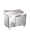 Commercial 13.8 Cu Ft Single Door Pizza Refrigerator With Slick Digital Temperature Control And Beefy Stainless Steel Build.