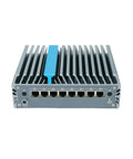 Rock Solid Din Rail Micro Firewall Mini Pc Featuring Intel Core Ultra 5 125U And Eight Gbe Ports For Seamless Opnsense Routing and Plug And Play Industrial Networking Reliability, featuring eight LAN ports.