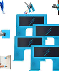 Magnetic Hinge Jig Kit For Quick No Drill Needed Door Install And Drawer Woodworking Accurate Hinges Cutting Guide With Large Magnetic Locking for Easy Alignment shown with accessories and installation