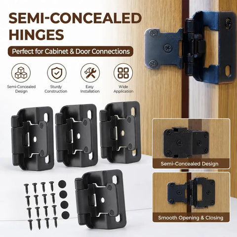 Half Inch Overlay Cabinet Hinges Polished Chrome Self Closing Semi Concealed Hinges For Face Frame Cabinets displayed with screws