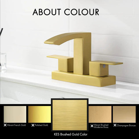 KES Brushed Gold color bathroom faucet showing vibrant gold shades