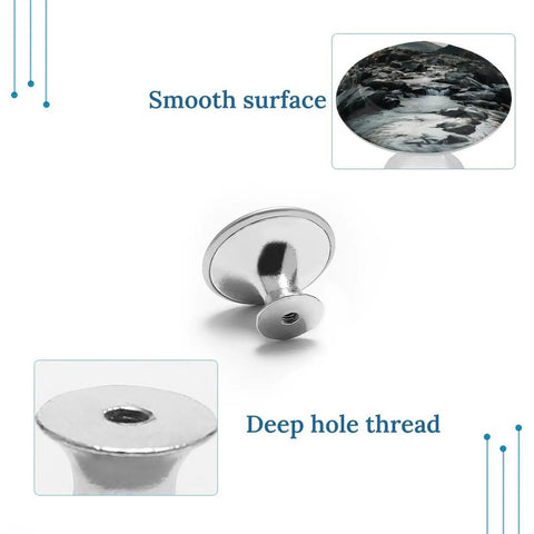 River And Gray Rocks Round 1.1 Inch Hole Center Cabinet Handles Drawer Pulls Solid Stainless Steel With Screws Included