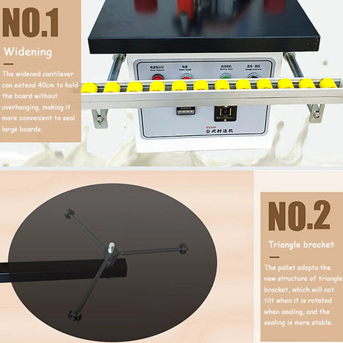 Portable Edge Banding Machine For Wood And PVC Double Sided Gluing 1200W Heavy Duty Edge Bander with 40cm Cantilever and Triangle Bracket