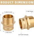 Brass Garden Hose Adapter Three Quarters GHT Female To One NPT Male Swivel Connector Reducer For Outdoor Irrigation And Watering Systems No Fuss Leak Free Quick Fit Heavy Duty Hook Up Fits Most Hoses Sprinklers And Tools, 3/4 GHT female to 1 NPT male