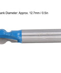 Top Grade Tungsten Steel Woodworking Router Bit for Quick Edge Trimming And Mortising Jobs With Durable 1/2 Inch Shank, 12.7mm shank, blue-coated tip.