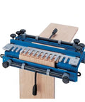 12 Inch Dovetail Routing Jig For Woodworking Portable Template Fixture Heavy Duty Die Cast Steel Base shown on solid wood.
