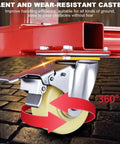 Heavy Duty Electric Hoist Crane With Slick Foldable Rolling Cart For Garage And Shop Use showing silent, wear-resistant 360° casters design.