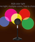 Sunset Projection Lamp With 24 Key Remote, UFO Sunset Light Projector showing RGB multicolor LEDs against a dark background