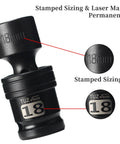 Half Inch Drive 18mm Metric Shallow Universal Swivel Impact Socket 6 Point CR MO Chrome Moly For Heavy Duty Auto Tools Built Tough Premium Impact Grade Chrome Finish With 360 Degree Flexible Reach, stamped 18mm size