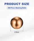500 Pcs 2.5mm Copper Bearing Balls T2 Solid Precision Spheres For Machinery Automotive And DIY Projects Corrosion Resistant Pure Copper Balls G200 Grade For Pro Repairs, 2.5mm size