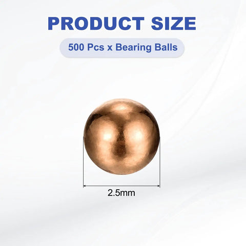 500 Pcs 2.5mm Copper Bearing Balls T2 Solid Precision Spheres For Machinery Automotive And DIY Projects Corrosion Resistant Pure Copper Balls G200 Grade For Pro Repairs, 2.5mm size
