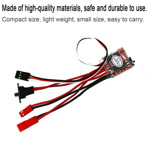 30A Brushed ESC With Brake For DIY Mini RC Cars Boats And Crawlers 2 Pack, showing wiring and connectors against white background