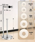 One Hand Tear Free Damping Toilet Paper Holder Stand With Storage Built In, Rustproof Stainless Steel Free Standing Roll Holder