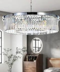 Dope Two Tier Crystal Chrome Chandelier Pendant Light For Dining Living Kitchen Island Modern Ceiling Fixture With Five Lights
