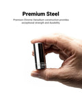 Hand holding a shiny socket from the 3/8 Inch Drive 12 Point Socket Set Shallow And Deep SAE 1/4 To 7/8 Inch 22-Piece.