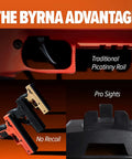 Image showcasing Top Shelf Non Lethal Kinetic Launcher Setup For Real Talk Home Defense And Street Smart Personal Protection With Sticky Honeycomb Grip Fast Aim Optics Orange Design Proudly Made In Usa.