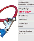 Beefy Heavy Duty Industrial Screw Conveyor with flexible red spiral hose and blue motor, voltage range 110V-220V.