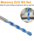 Masonry drill bit, 10mm blue-coated carbide, side view.
