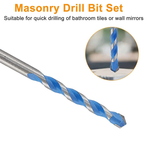 Masonry drill bit, 10mm blue-coated carbide, side view.
