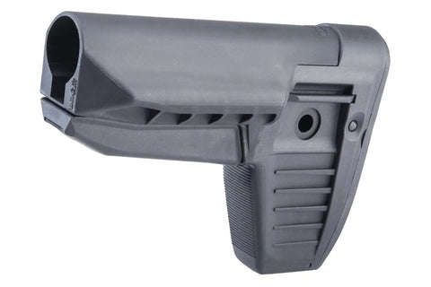 Mod 1 SOPMOD Lightweight Polymer Fixed Airsoft Stock with ambidextrous sling mounts, longer length, black material