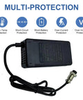 Beefy 24V 2A DC Battery Charger with inline 0.47 inch connector and multi-protection features for electric scooters and bikes