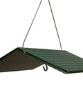 Green Poly Weather Cover for Bird Feeders and Bird Houses, hanging with hook, durable poly lumber material.