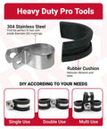125 Piece Stainless Steel Cable Clamps Assortment Kit with rubber cushioned P clips and vibration dampening EPDM padding display