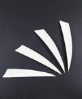 Archery Feather Fletching Set, 4 Inch Real Turkey Vanes For Hunting And Target Shooting, 4 white feather vanes on black background