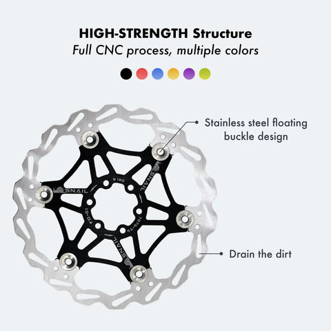 Floating Bike Brake Disc Rotor For MTB Road BMX 160mm with six bolts, stainless steel outer, 7075 aluminum inner, CNC milled