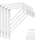 Heavy Duty Closet Shelf Rod Brackets 4 Pack 11X11 Inch White Steel Wall Mounts showing four brackets and fasteners.