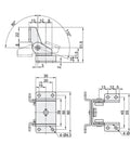 Technical drawing of Stainless Steel Dual Axis Torque Hinge With Adjustable Stop Rotate Degree And Smooth Damping For Doors Cabinets Boxes And Mailboxes Durable Rust Proof Heavy Duty Woodworking Hardware Built To Handle Heavy Daily Use