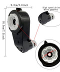 Beefed Up Dual Electric Motor Gearbox For Kids Ride On Cars 12V And 24V showing dimensions and steel middle gear