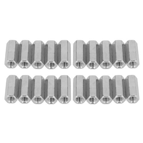 Stainless Steel Hex Coupling Nut Set, 20 Pack, M6x1 Thread, 25mm Length, Rod Connector Bolts For Studs And Machine Screws, Indoor Outdoor Use