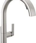 Keele Brushed Nickel Kitchen Faucet With Pull Down Sprayer No Sweat One Hole Install Modern Single Handle Sink Faucet SpotShield