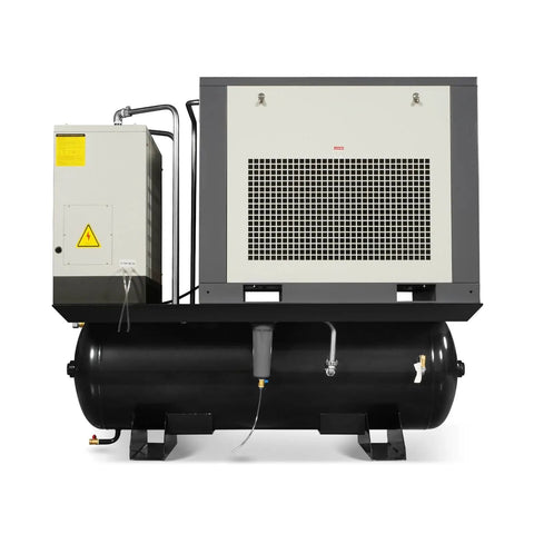 Front view of Beefy 20HP Rotary Screw Air Compressor With Dryer And 105 Gallon ASME Tank, 78 CFM At 116 PSI, 230V 3-Phase