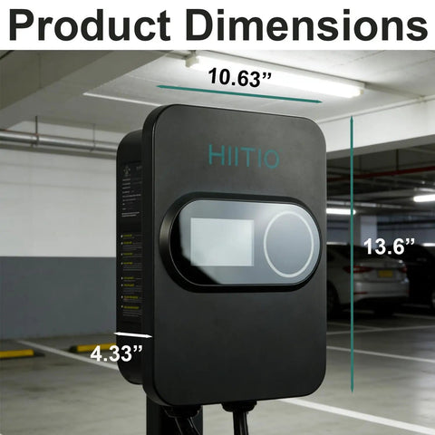 Home Ready Level 2 EV Charger Bringing Forty Eight Amps Straight To Your Driveway J1772 Electric Vehicle Charging Station dimensions 10.63 inches by 13.6 inches by 4.33 inches.