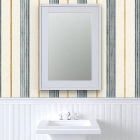 Premium Traditional Wallpaper With A Subtle Linen Texture Built Tough For Busy Households Straight Up Smooth Matte Finish on bathroom wall.