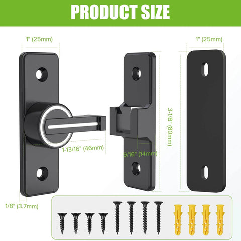 Heavy Duty 90 Degree Gate Latch For Barn Doors And Sliding Doors, Flip Latch Bolt Lock In Zinc Alloy With Matte Black Finish